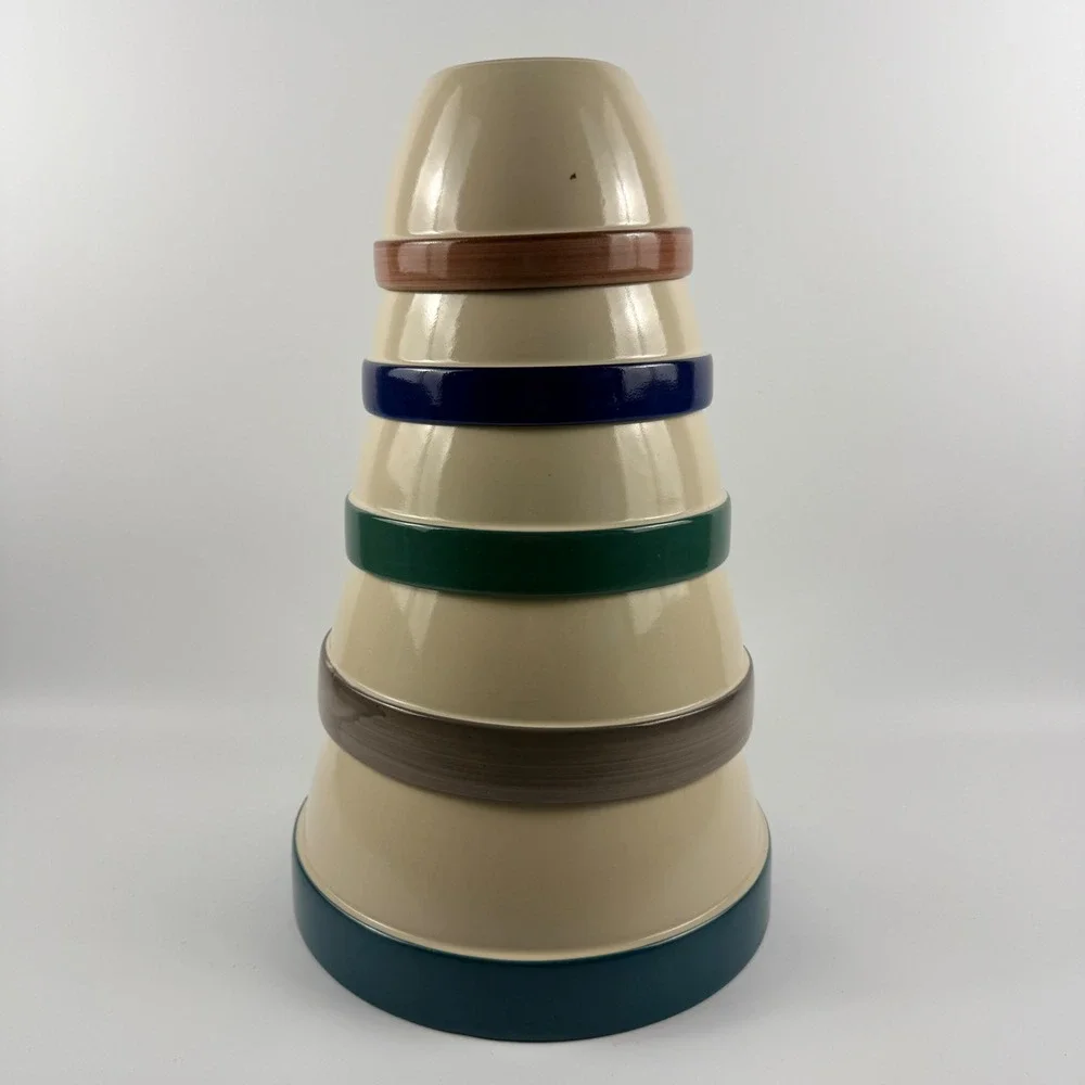 Over and Back Bistro Nesting Mixing Bowl Set‎ 5 Portugal Stoneware Color Band